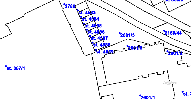 Parcela st. 4589 v KÚ Písek, Katastrální mapa