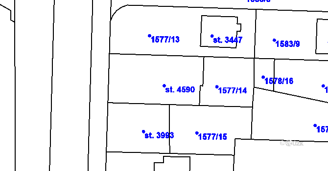 Parcela st. 4590 v KÚ Písek, Katastrální mapa