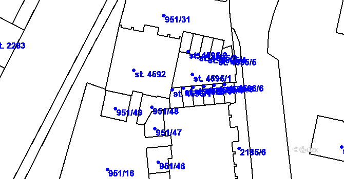 Parcela st. 4596/1 v KÚ Písek, Katastrální mapa