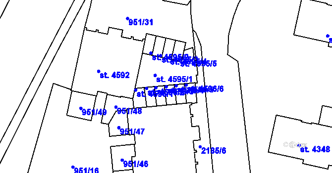 Parcela st. 4596/4 v KÚ Písek, Katastrální mapa