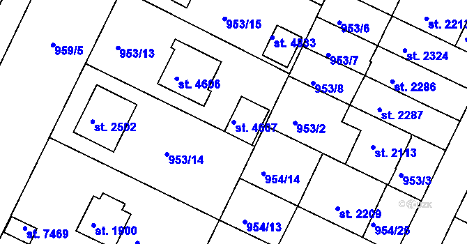 Parcela st. 4607 v KÚ Písek, Katastrální mapa