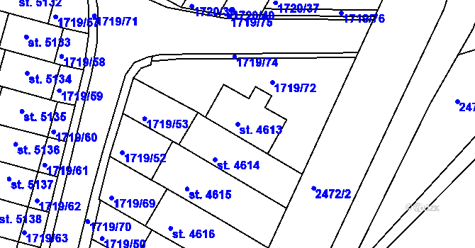 Parcela st. 4613 v KÚ Písek, Katastrální mapa