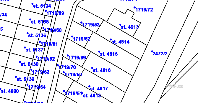 Parcela st. 4615 v KÚ Písek, Katastrální mapa