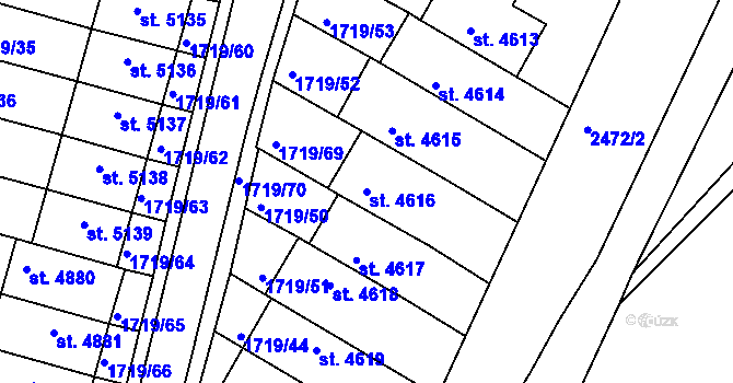 Parcela st. 4616 v KÚ Písek, Katastrální mapa