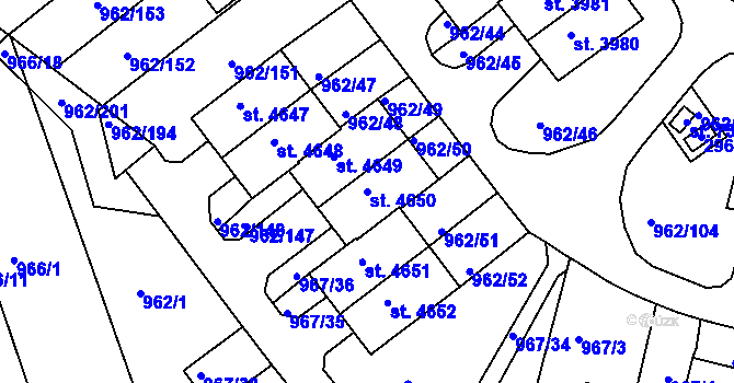 Parcela st. 4650 v KÚ Písek, Katastrální mapa