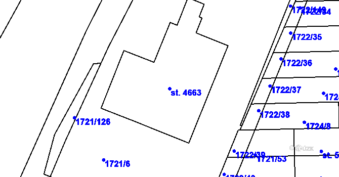 Parcela st. 4663 v KÚ Písek, Katastrální mapa