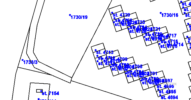 Parcela st. 4713 v KÚ Písek, Katastrální mapa