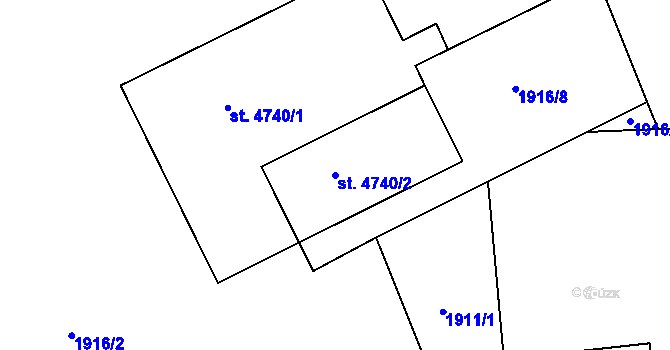 Parcela st. 4740/2 v KÚ Písek, Katastrální mapa