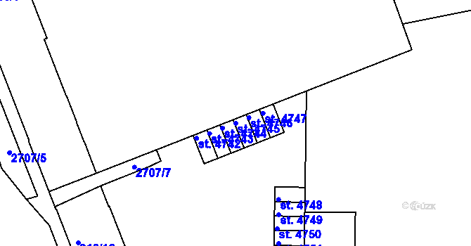 Parcela st. 4745 v KÚ Písek, Katastrální mapa