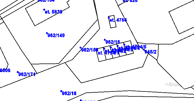 Parcela st. 4794/1 v KÚ Písek, Katastrální mapa