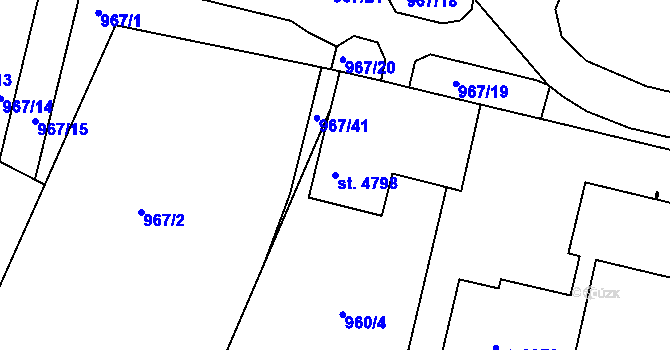 Parcela st. 4798 v KÚ Písek, Katastrální mapa