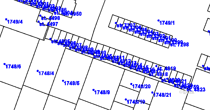 Parcela st. 4811 v KÚ Písek, Katastrální mapa
