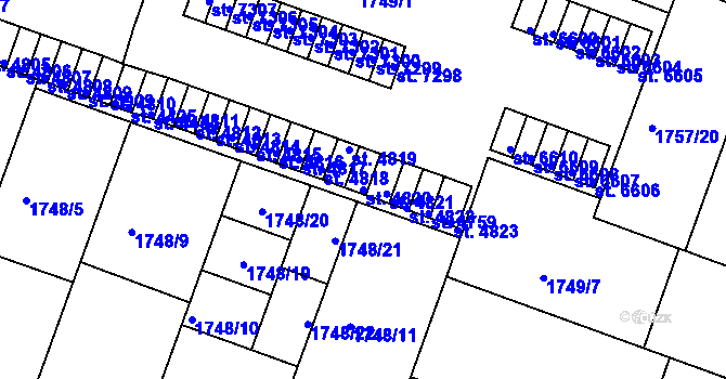 Parcela st. 4820 v KÚ Písek, Katastrální mapa