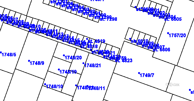 Parcela st. 4821 v KÚ Písek, Katastrální mapa
