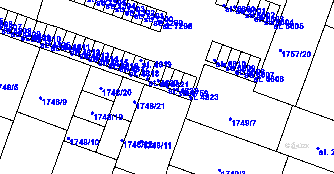 Parcela st. 4822 v KÚ Písek, Katastrální mapa