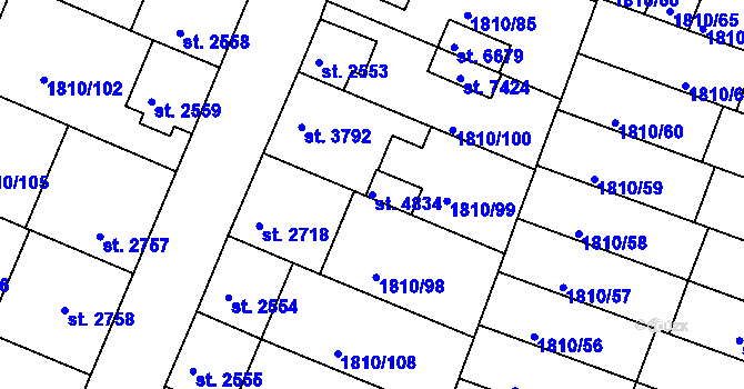 Parcela st. 4834 v KÚ Písek, Katastrální mapa