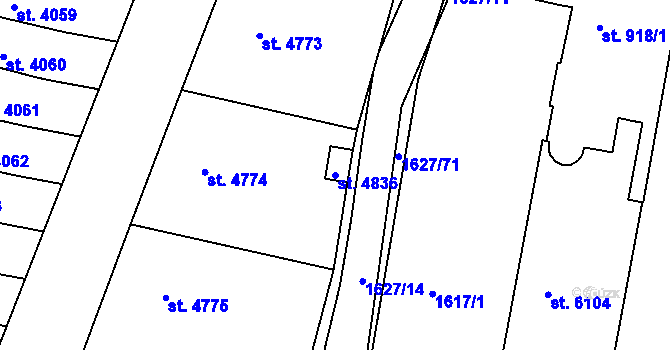 Parcela st. 4836 v KÚ Písek, Katastrální mapa