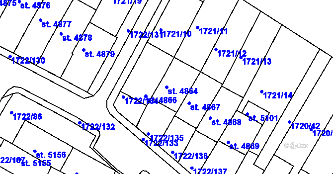 Parcela st. 4864 v KÚ Písek, Katastrální mapa