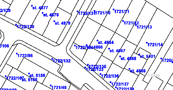 Parcela st. 4866 v KÚ Písek, Katastrální mapa