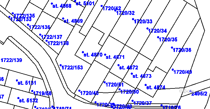 Parcela st. 4871 v KÚ Písek, Katastrální mapa