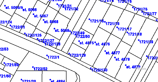 Parcela st. 4875 v KÚ Písek, Katastrální mapa