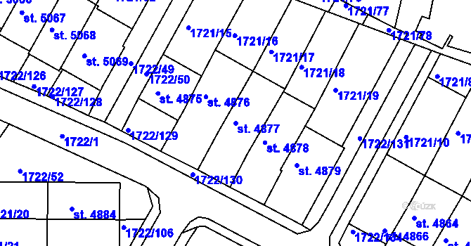 Parcela st. 4877 v KÚ Písek, Katastrální mapa