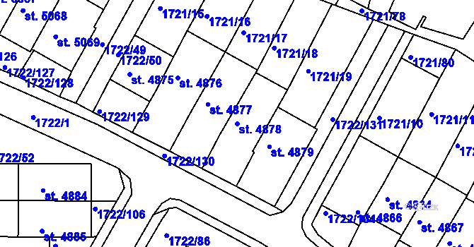 Parcela st. 4878 v KÚ Písek, Katastrální mapa