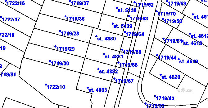 Parcela st. 4881 v KÚ Písek, Katastrální mapa