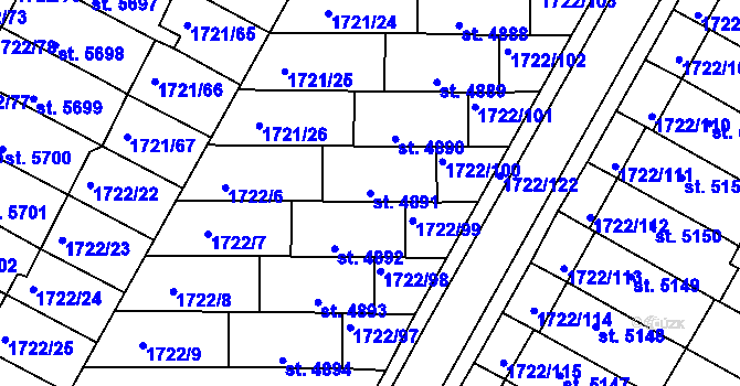 Parcela st. 4891 v KÚ Písek, Katastrální mapa
