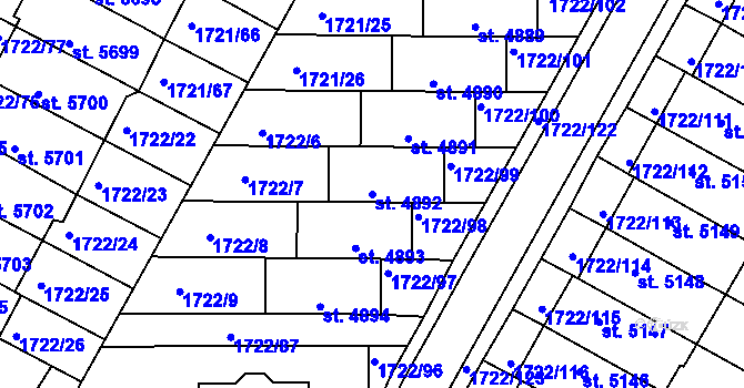 Parcela st. 4892 v KÚ Písek, Katastrální mapa