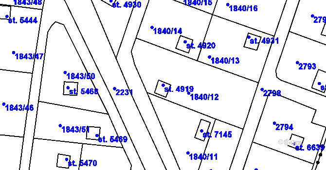 Parcela st. 4919 v KÚ Písek, Katastrální mapa