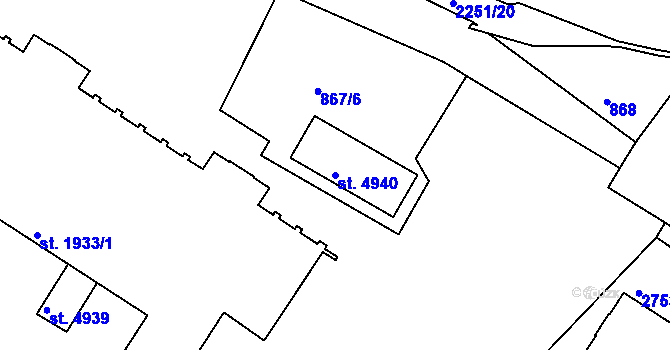 Parcela st. 4940 v KÚ Písek, Katastrální mapa