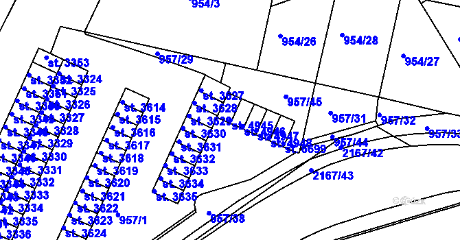 Parcela st. 4945 v KÚ Písek, Katastrální mapa