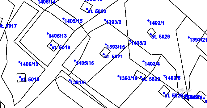 Parcela st. 5021 v KÚ Písek, Katastrální mapa