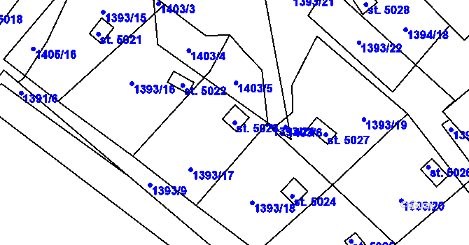 Parcela st. 5023 v KÚ Písek, Katastrální mapa