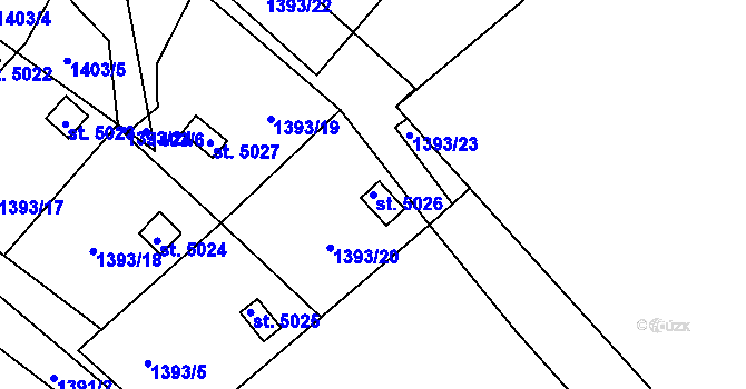 Parcela st. 5026 v KÚ Písek, Katastrální mapa