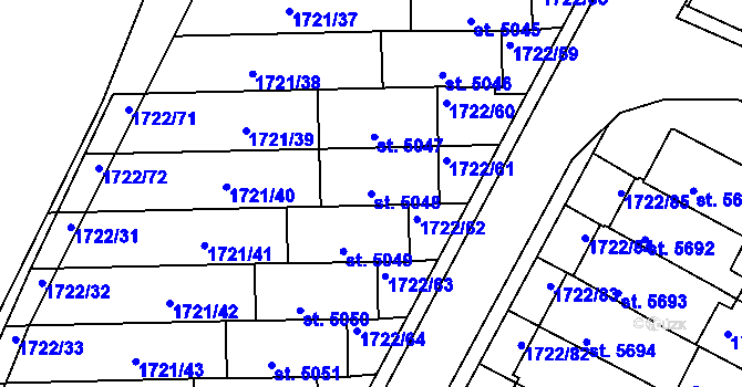 Parcela st. 5048 v KÚ Písek, Katastrální mapa
