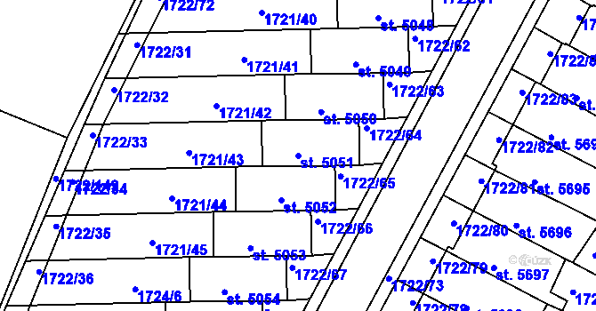 Parcela st. 5051 v KÚ Písek, Katastrální mapa