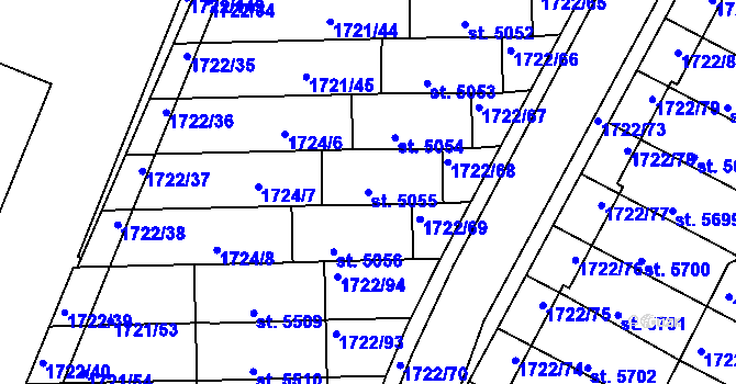 Parcela st. 5055 v KÚ Písek, Katastrální mapa