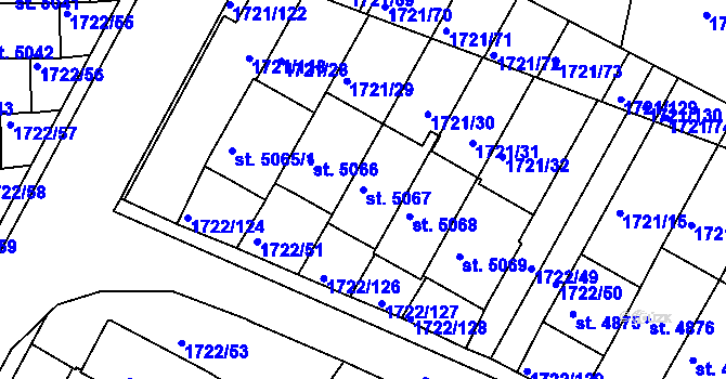 Parcela st. 5067 v KÚ Písek, Katastrální mapa