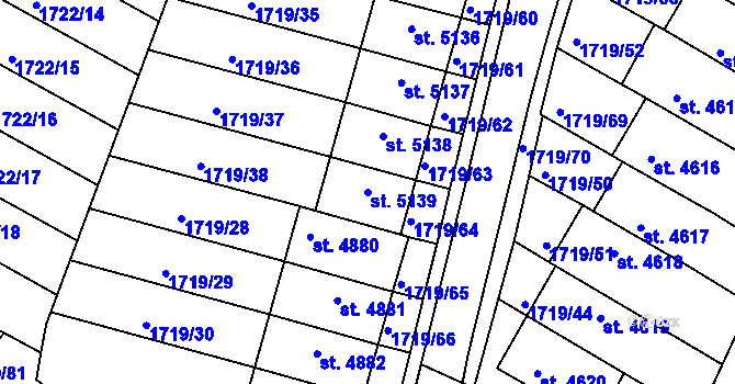 Parcela st. 5139 v KÚ Písek, Katastrální mapa