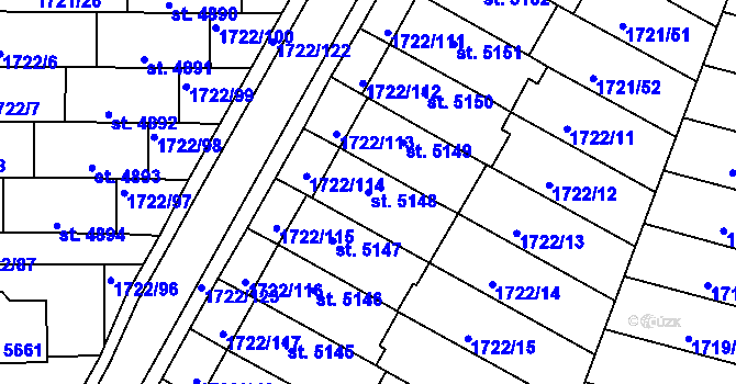 Parcela st. 5148 v KÚ Písek, Katastrální mapa