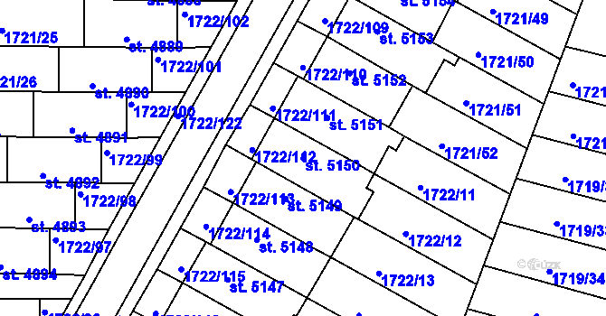 Parcela st. 5150 v KÚ Písek, Katastrální mapa