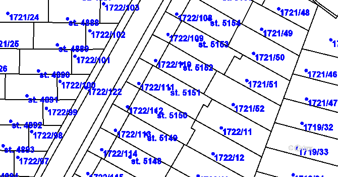 Parcela st. 5151 v KÚ Písek, Katastrální mapa
