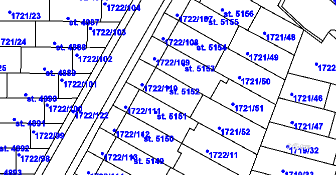 Parcela st. 5152 v KÚ Písek, Katastrální mapa