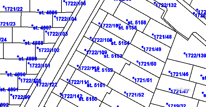 Parcela st. 5153 v KÚ Písek, Katastrální mapa