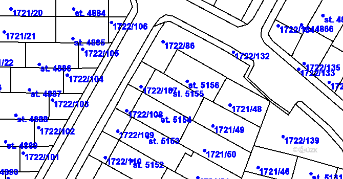 Parcela st. 5155 v KÚ Písek, Katastrální mapa