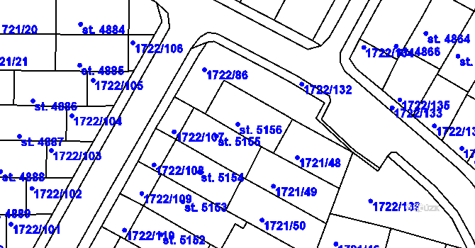 Parcela st. 5156 v KÚ Písek, Katastrální mapa