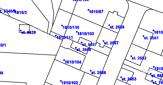 Parcela st. 5157 v KÚ Písek, Katastrální mapa