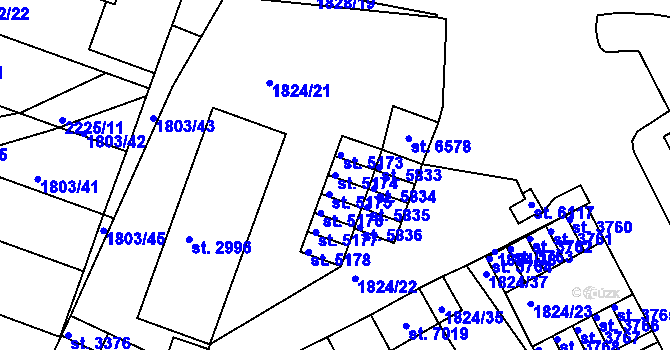 Parcela st. 5174 v KÚ Písek, Katastrální mapa
